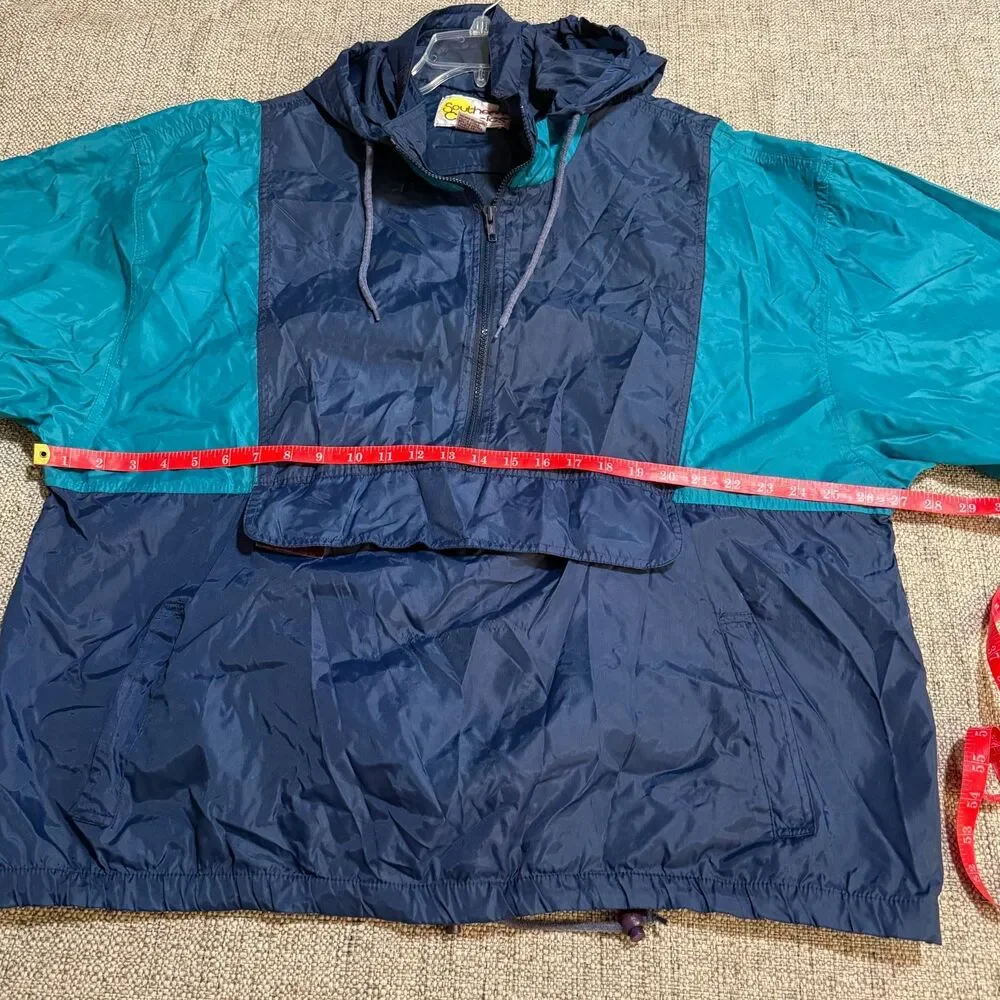 Vintage 90s Southern Classics Colorblock Anorak Jacket Windbreaker Teal Navy XL